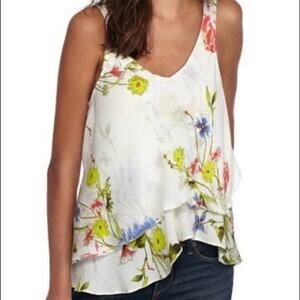Free People Intimately off white floral v-neck tank top size M
